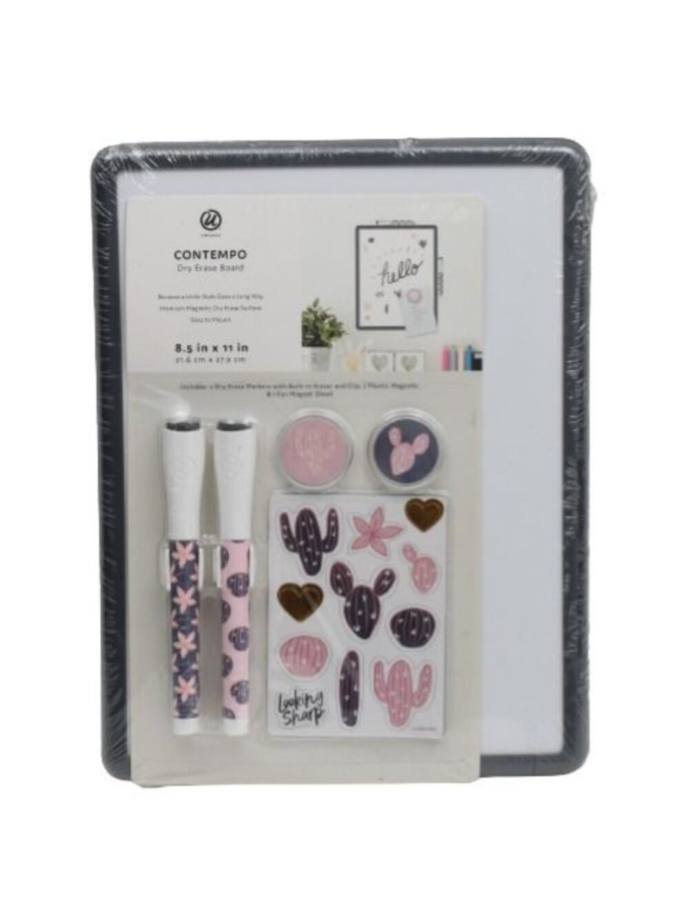 U Brands Contempo Magnetic Dry Erase Board with Markers Magnets 8.5 x 11